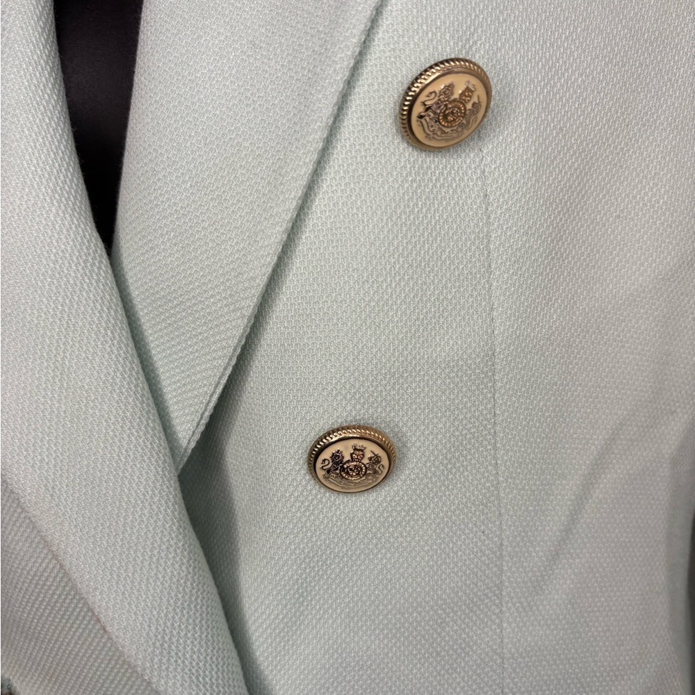 Zara women’s mint Green Double-Breasted long Blazer coat sz small preloved - Picture 14 of 16